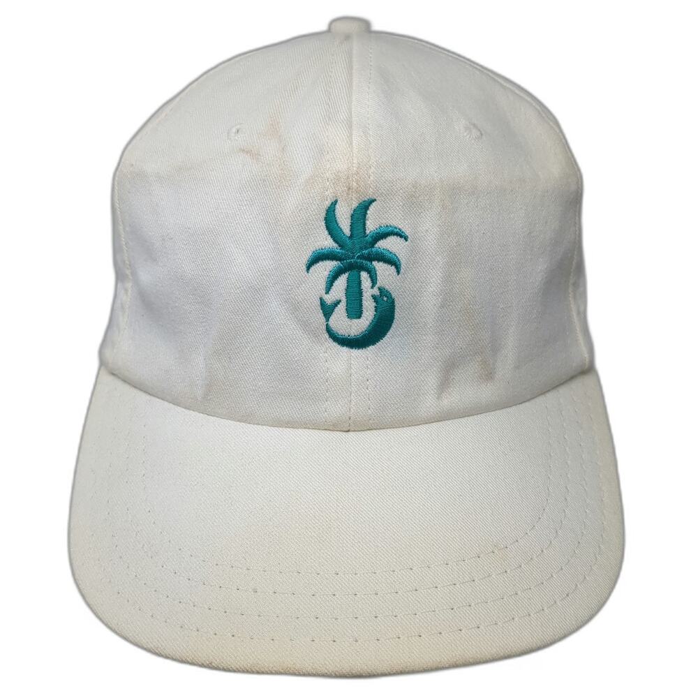 Town Talk Baseball Cap White One Size Palm Tree Dolphin Green Undervisor Hat